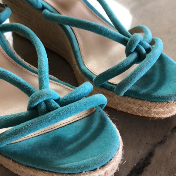 Like new Pelle Moda turquoise suede espadrille wedge heel 7.5 - Picture 10 of 10